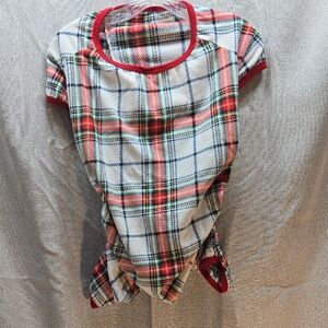 Dog Pj's, Pajamas, Lg,  Plaid, Fleece, Red, White, Blue, Red Trim, Lightweight